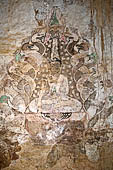 Bagan Myanmar. Sulamani temple. Buddha sheltered by Snake king. 
